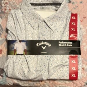 Callaway Men's White and Blue Performance Polo